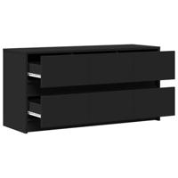 Tv-meubel met LED 100x34x50 cm bewerkt hout zwart - thumbnail