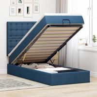 Ottoman bed met matras en LED's 80x200cm stof blauw - thumbnail