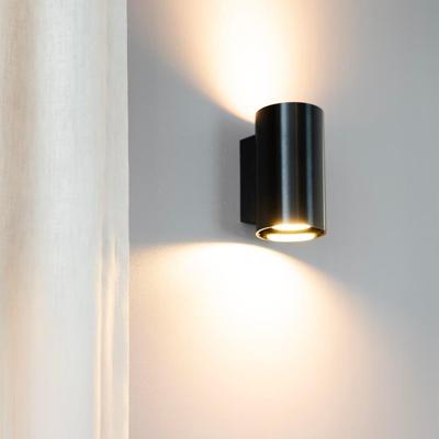 Giove notte nera by LUSENZ - Up and down licht met karakter - Cilindervormige wandlamp met een geborstelde zwarte coating
