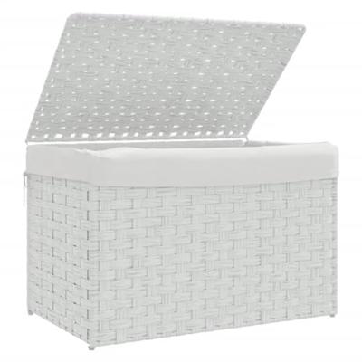 VidaXL Wasmand met deksel 55,5x35x34 cm poly rattan wit VidaXL Wasmand met deksel 55,5x35x34 cm poly rattan wit