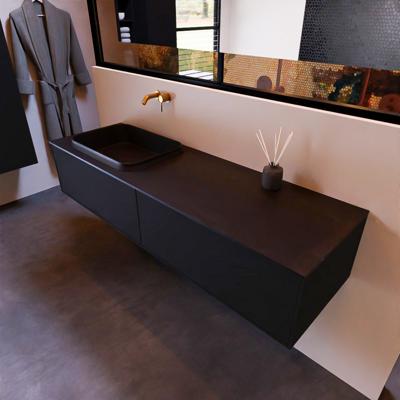 Badkamermeubelset Mondiaz Erin 150 cm met 2 Lades met RIDGE Wastafel Links Urban Zonder Kraangaten Greeploos Mat Urban