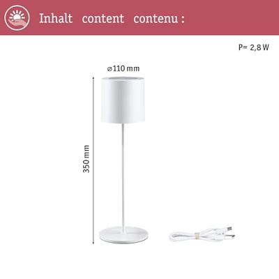 Paulmann 76999 Tuni LED-accutafellamp 2.8 W Warmwit Wit (mat)