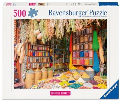 Ravensburger - Puzzel van 500 stukjes - Marokkaanse specerijenmarkt (Puzzelhoogtepunten, Kleurrijke markten) - Leeftijd 12+ - 12001816
