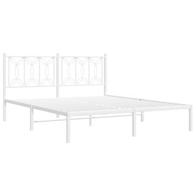 Bedframe met hoofdbord metaal wit 150x200 cm