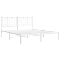 Bedframe met hoofdbord metaal wit 150x200 cm - thumbnail