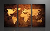Schilderij - Wereldkaart, 160X90cm, 3luik - thumbnail