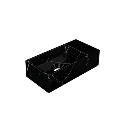 Fontein INK Versus 36x18x9cm Hardsteen Rechts Met Kraangat Glans Zwart Marmer