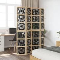 Kamerscherm met 4 panelen massief paulowniahout bruin en zwart - thumbnail