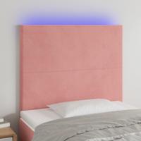 Hoofdbord LED 80x5x118/128 cm fluweel roze - thumbnail