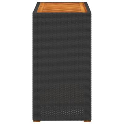Tuinbijzettafel met houten blad 60x40x75 cm poly rattan zwart