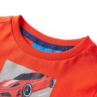 Kindershirt met lange mouwen racewagenprint 128 felroranje - thumbnail