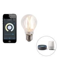 QAZQA Smart industriële plafondlamp hout met staal incl. 4 wifi A60 - - thumbnail