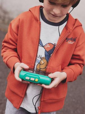 Sweater met rits en capuchon met jongensprint roest