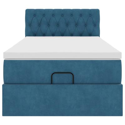 Ottoman bed met matras 100x200 cm fluweel donkerblauw