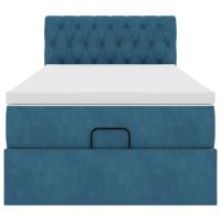 Ottoman bed met matras 100x200 cm fluweel donkerblauw - thumbnail