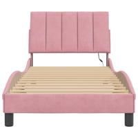 Bedframe met LED zonder matras "Hanko" fluweel roze 80x200 cm - thumbnail