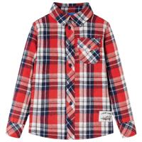 VidaXL Kinderoverhemd geruit 104 rood en marineblauw - thumbnail