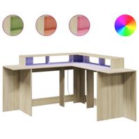 Bureau met LED-verlichting 152x152x91 cm hout sonoma eikenkleur - thumbnail
