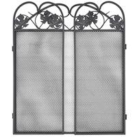 Haardscherm 3 panelen ijzer zwart - thumbnail