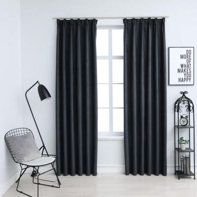VidaXL Gordijnen verduisterend met haken 2 st 140x245 cm antraciet VidaXL Gordijnen verduisterend met haken 2 st 140x245 cm antraciet