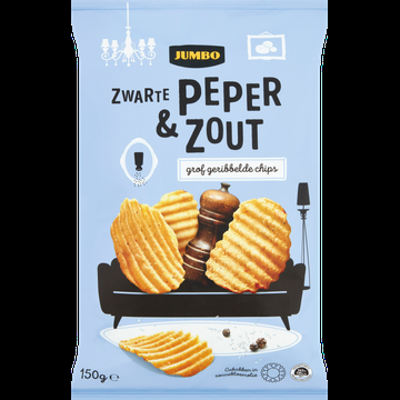 Jumbo Chips Zwarte Peper & Zout Ribbel 150 g