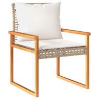 3-delige Bistroset en kussens poly rattan en hout gemengd beige - thumbnail