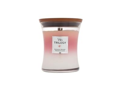 WoodWick Geurkaars Medium Trilogy Blooming Orchard - 11 cm / ø 10 cm - Geurkaars in Glas - Houten Lont