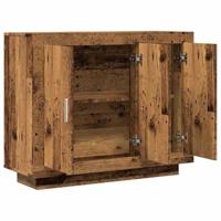 Dressoir 92x35x75 cm bewerkt hout oud houtkleurig - thumbnail