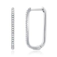 Elenza Zilverkleurige Rechthoekige Oorbellen met Zirkonia - thumbnail