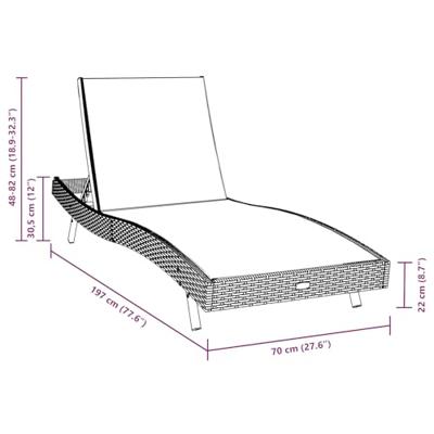 Ligstoel 1-persoon Zwart 70 x 197 x 82 cm Poly Rattan en Metaal