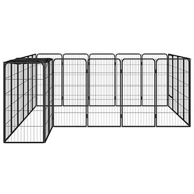 Hondenkennel 22 panelen 50x100 cm gepoedercoat staal zwart