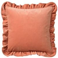 Dutch Decor - YARA - Kussenhoes 45x45 cm - 100% katoen - velvet - met ruches - Muted Clay - roze - thumbnail
