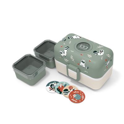 Kinderlunchbox - MONBENTO - 3 vakken - BPA-vrij - MB Tresor Raccoon