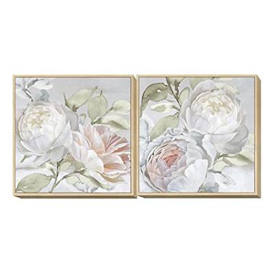 Schilderij DKD Home Decor 80 x 4 x 80 cm Blommor Shabby Chic (2 Stuks)