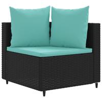 5-delige Loungeset met kussens poly rattan zwart - thumbnail