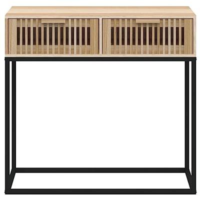 Wandtafel 80x30x75 cm bewerkt hout en ijzer Wandtafel 80x30x75 cm bewerkt hout en ijzer