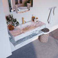 MONDIAZ ALAN-DLUX 100cm planchet Glace. Vrijhangende wastafel CLOUD midden 1 kraangat, kleur Glace. - thumbnail