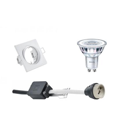 Philips LED Spot Set GU10 Inbouw Vierkant. Mat Wit. Dimbaar. 2700K