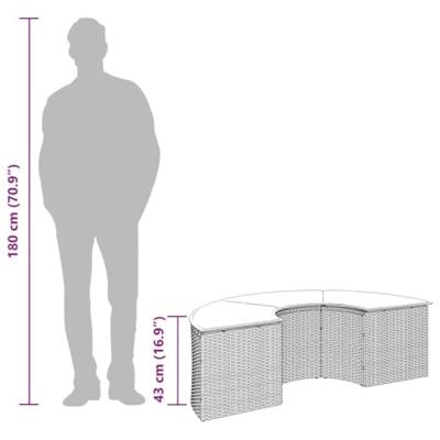 Voetensteun met kussen poly rattan zwart - thumbnail
