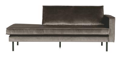 WOOOD Daybed 'Rodeo' Rechts, Velvet, kleur Taupe