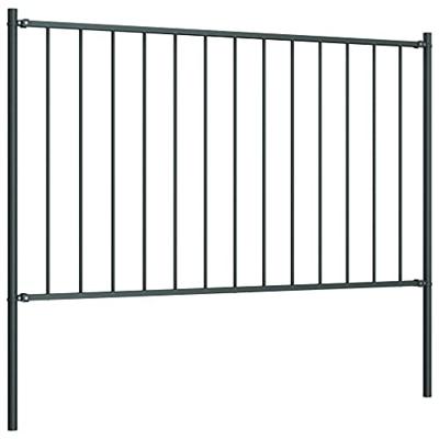 VidaXL Hekpaneel met palen 1,7x1 m gepoedercoat staal antraciet