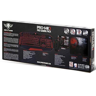 Toetsenbord en muis Spirit of Gamer SOG-3IN1-ES Zwart Rood AZERTY