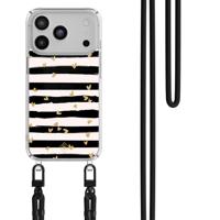 iPhone 17 Pro hoesje met zwart koord - Hart streepjes - thumbnail