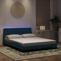 Bedframe met LED-verlichting fluweel blauw 160x200 cm - thumbnail