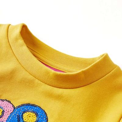 Kindertrui met pauw van pailletten 128 donkerokerkleurig