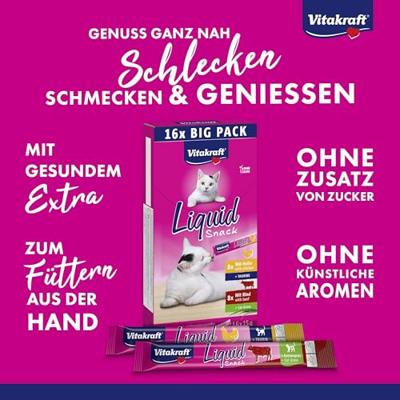 VITAKRAFT Cat Liquid-Snack with beef and chicken - Kattensnoepje - 16 x 15g