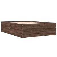 Bedframe bewerkt hout bruin eikenkleur 140x200 cm - thumbnail
