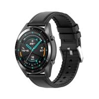 Garmin Venu / Sq / Sq2 / 2 plus - Leer + siliconen bandje - Zwart - thumbnail
