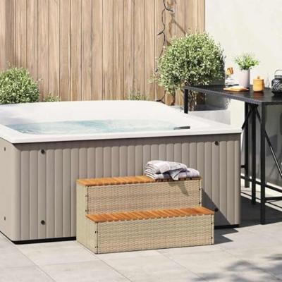 Hottub-opstap 100x50x50,5 cm poly rattan&massief acaciahout