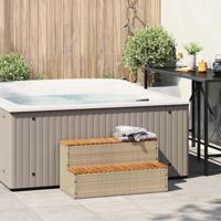 Hottub-opstap 100x50x50,5 cm poly rattan&massief acaciahout - thumbnail